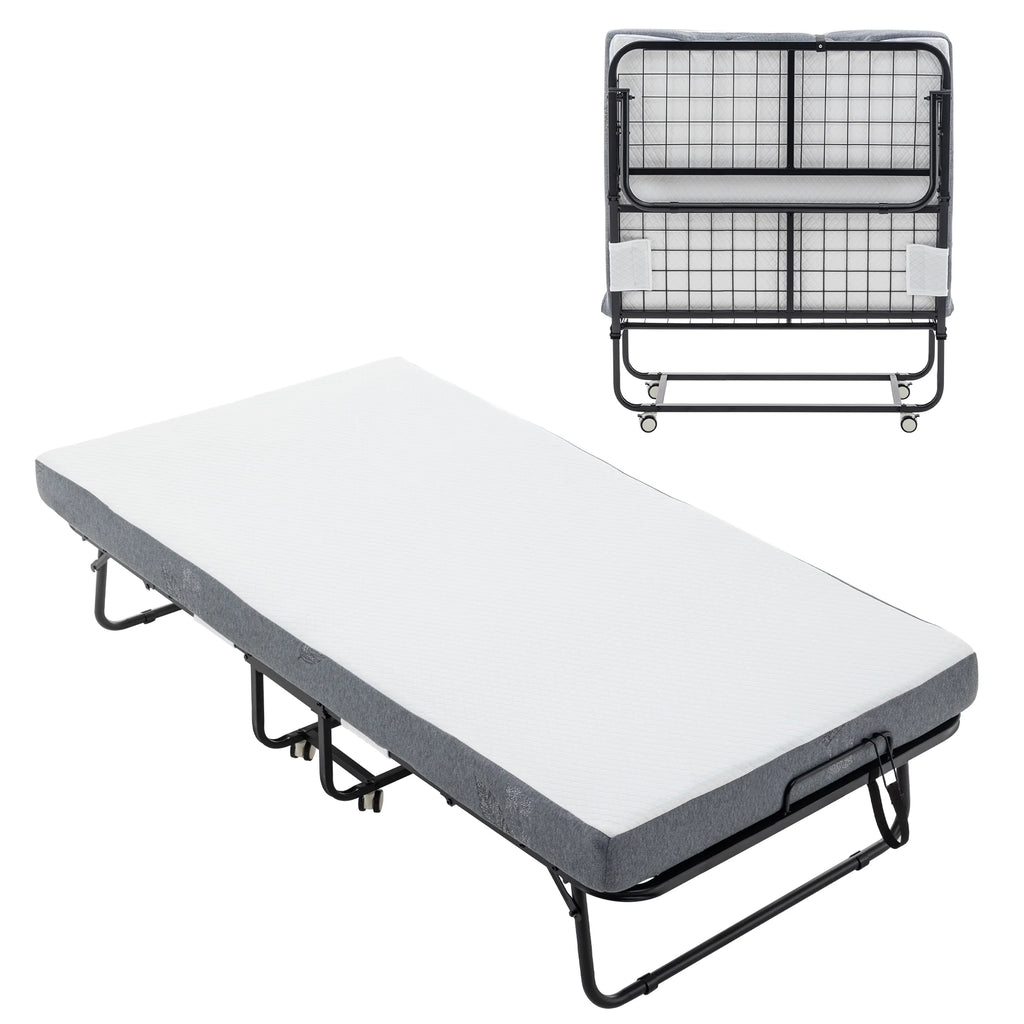 Folding Bed with Memory Foam Mattress Metal Frame B7959