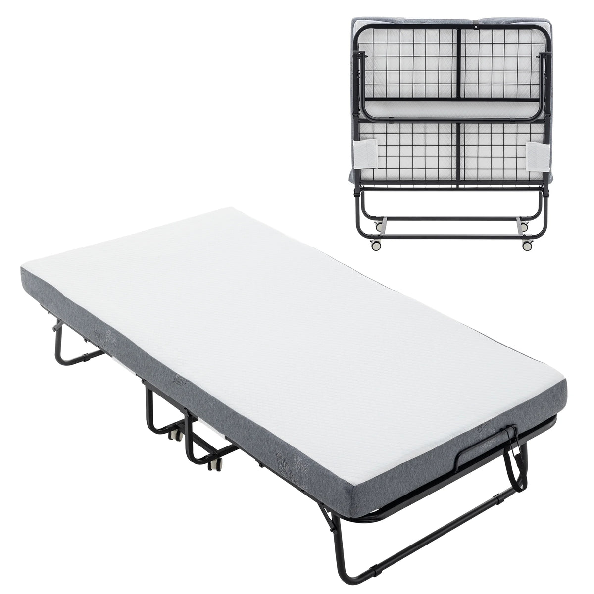 Folding Bed with Memory Foam Mattress Metal Frame B7959