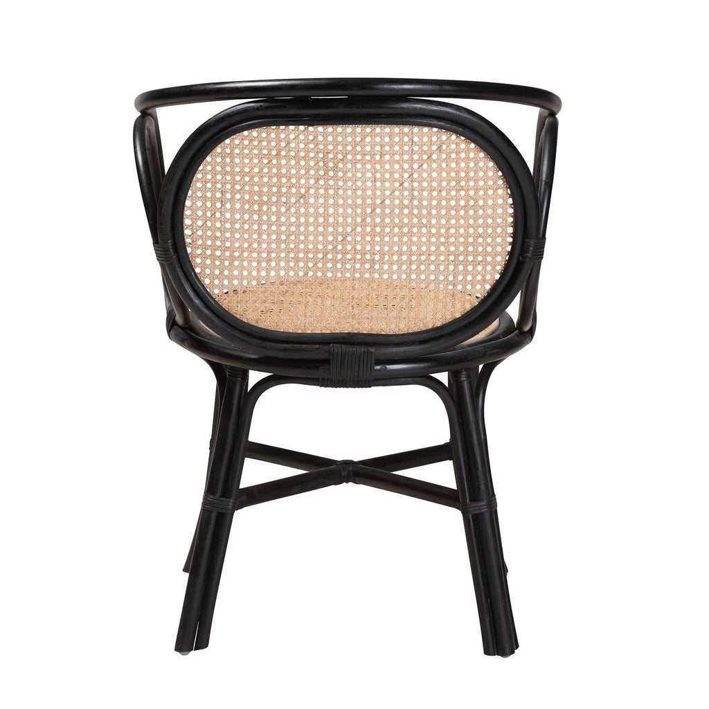 Black and Natural Brown Rattan Dining Chair E387563