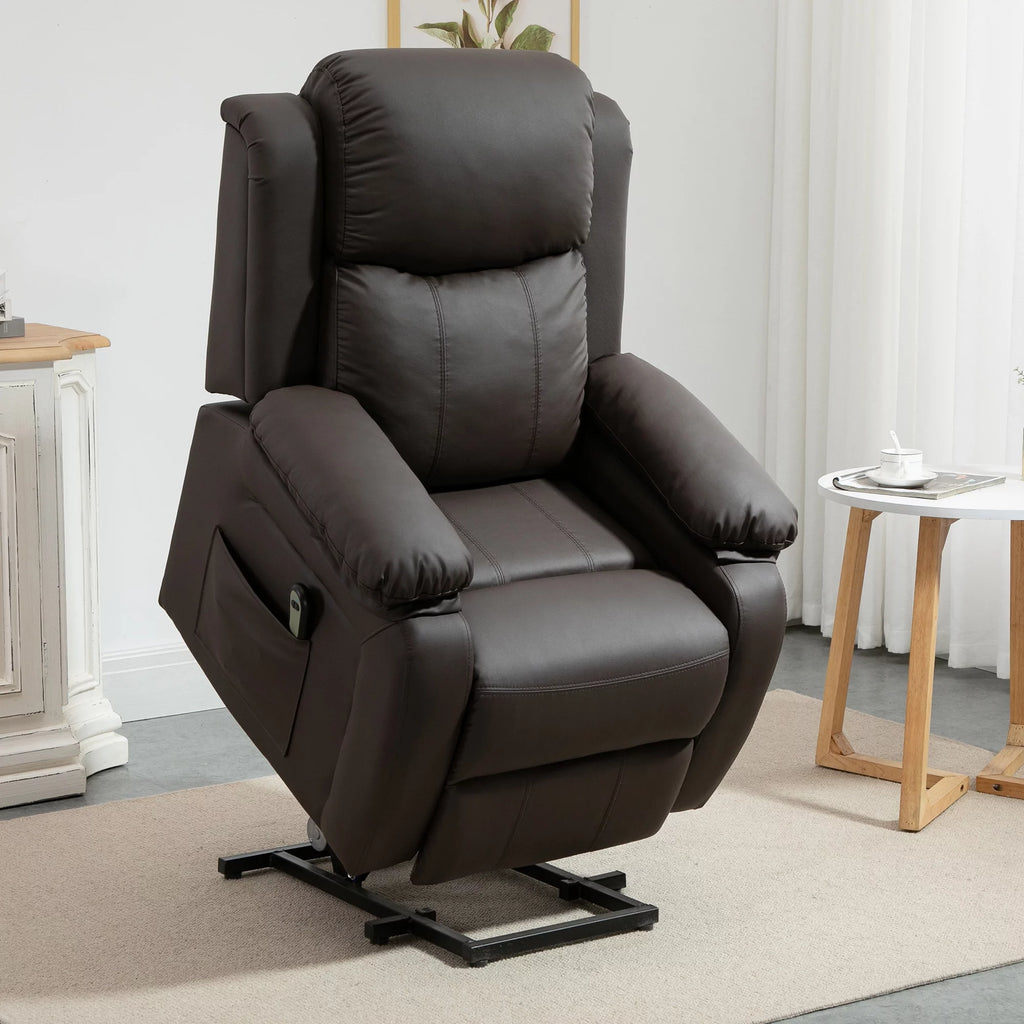 Brown PU Leather Power Lift Recliner Chair I12593