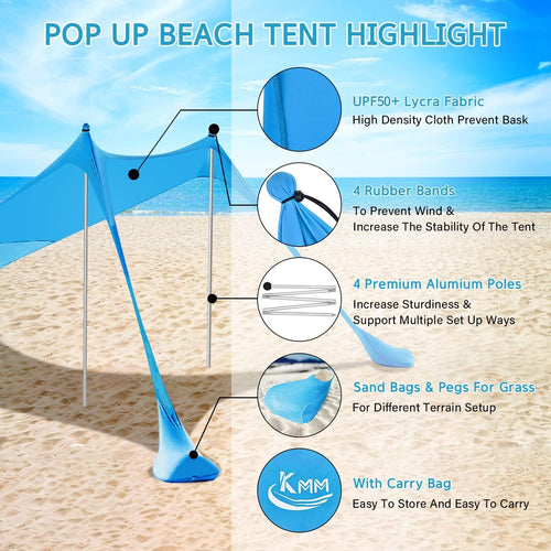 10X10ft UPF50+ UV Protection Beach Tent Sun Shelter C97444