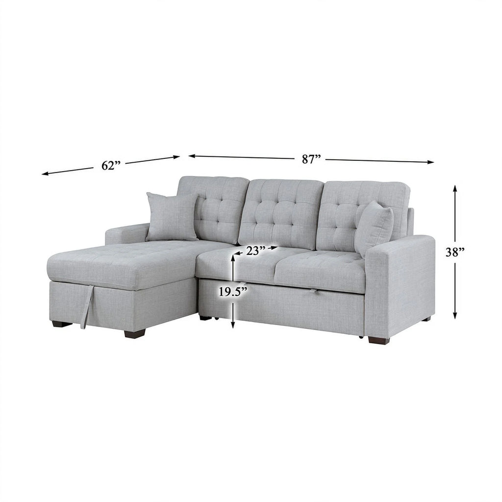 Gray 2-Piece Fabric Sectional & Left Chaise A1000