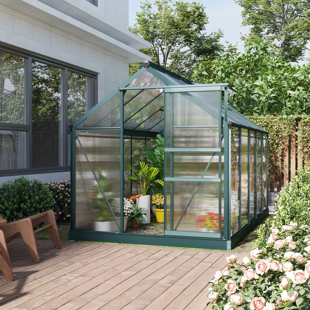 6' x 10' x 7' Polycarbonate Walk-in Greenhouse A388924