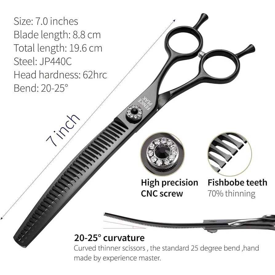 7.0'' 440C Steel Curved Thinning Dog Grooming Scissors H51495