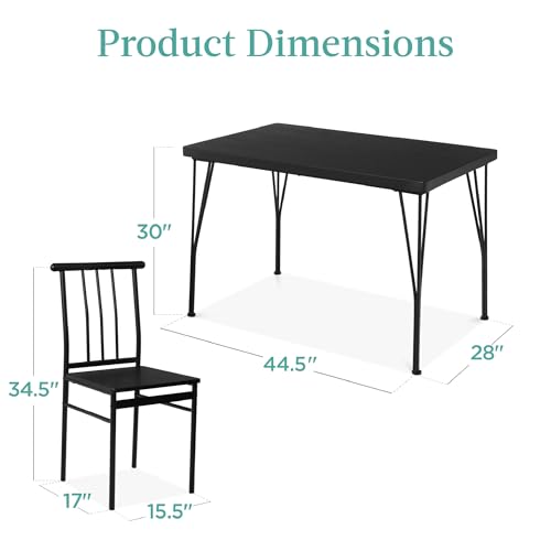 5-Piece Metal and Wood Rectangular Dining Table Set with 4 Chairs B241358