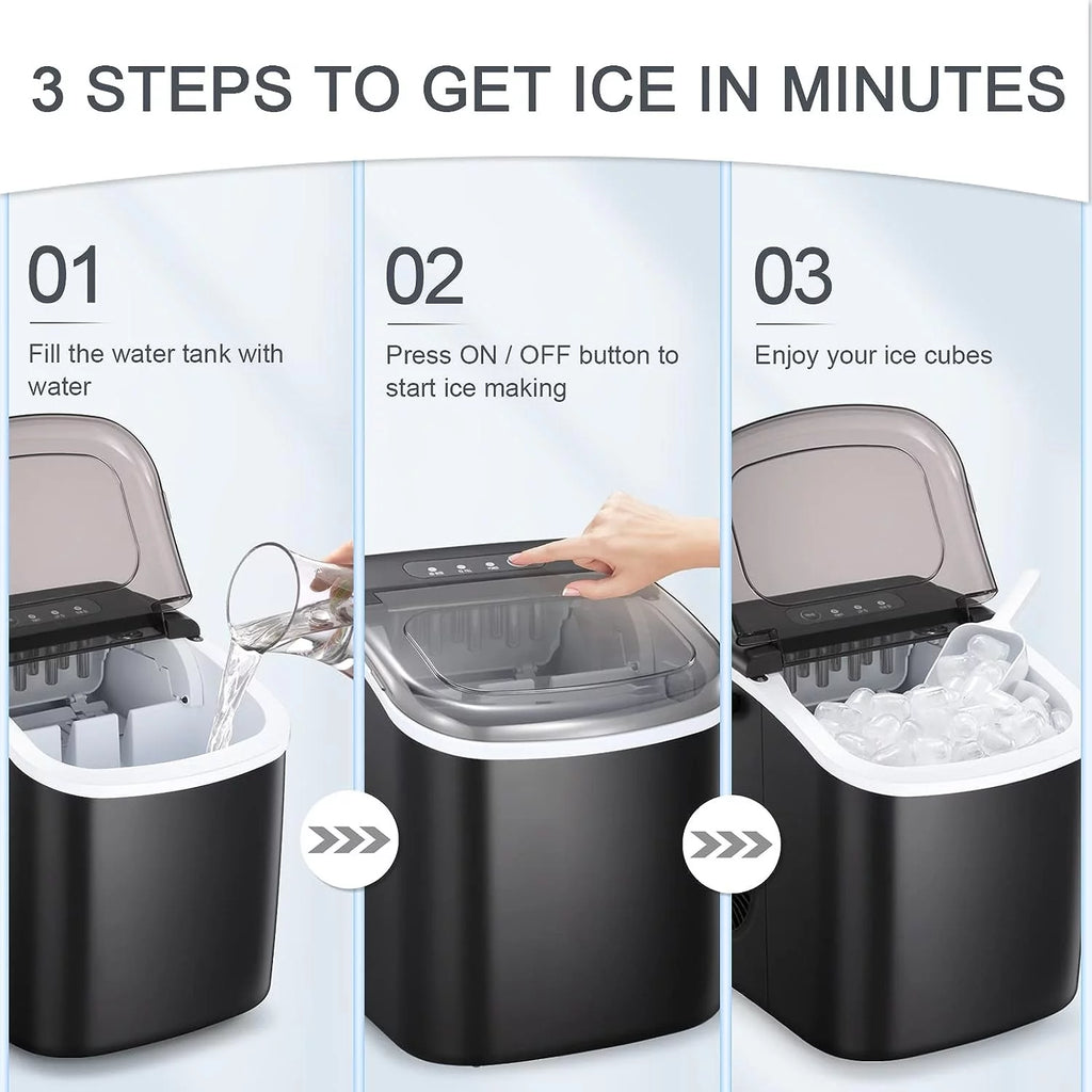 Portable Self-Clean Countertop Ice Maker with Scoop and Basket W753136