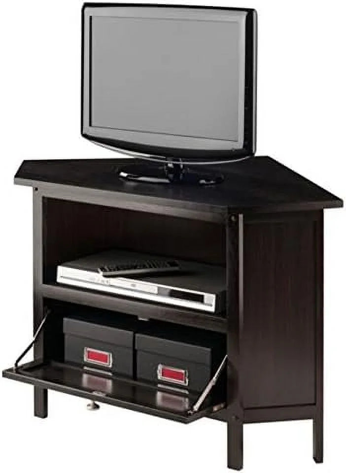 Espresso Corner TV Media Stand with Open Shelf C9221