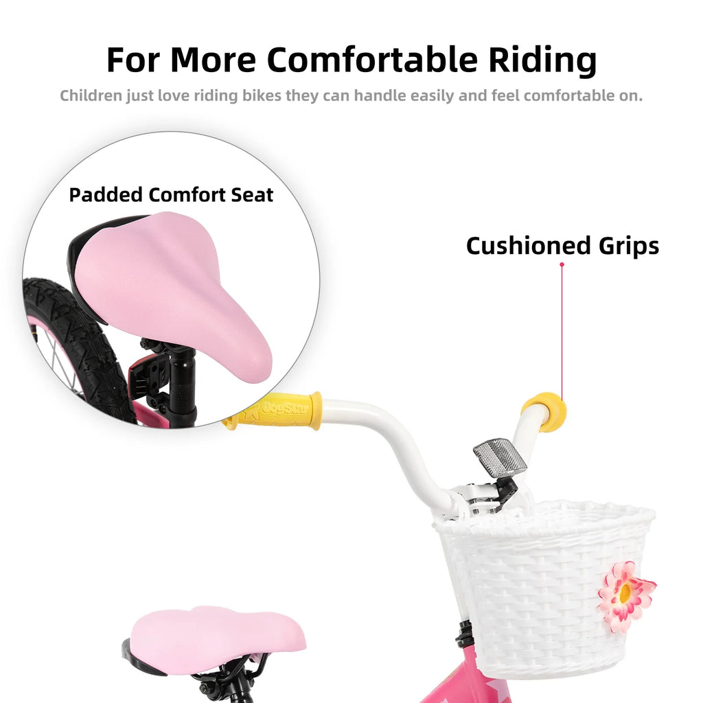 12 14 16" Kids Bike with Basket Training Wheels Coaster Brake T66308