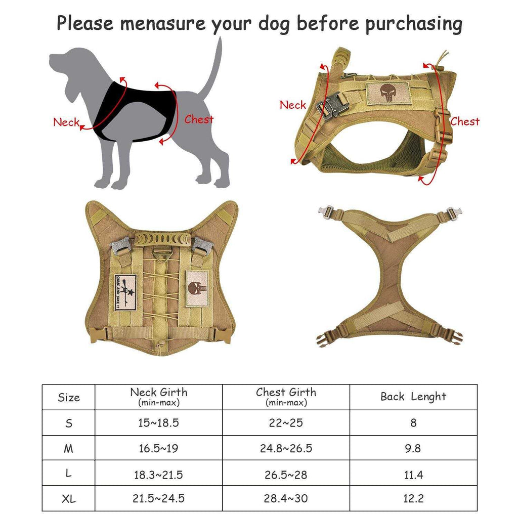 Tactical Service Dog Vest Harness with Rubber Handle & Metal S36378
