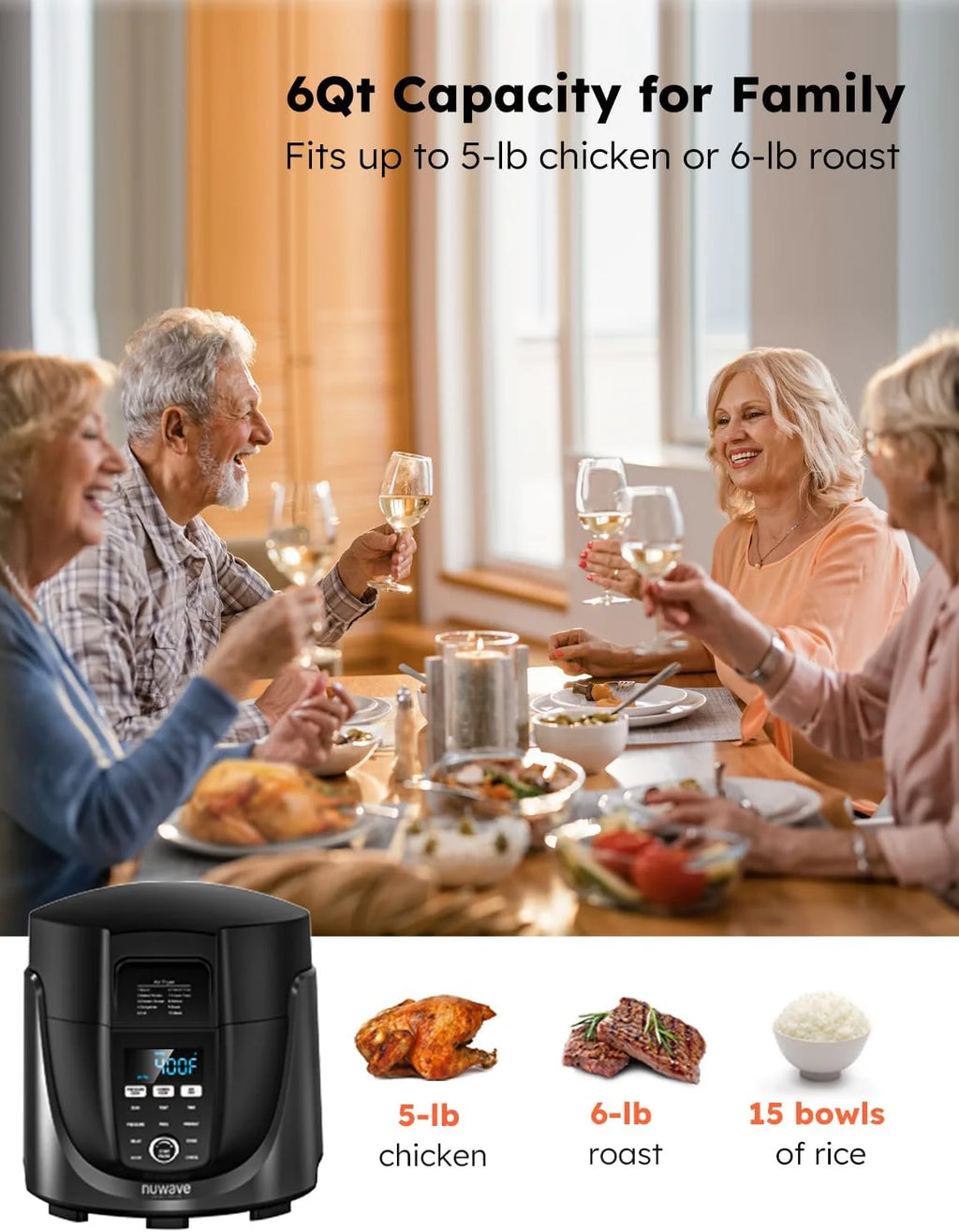 Air Fryer and Electric Pressure Cooker Combo with 2 Switchable Lids K864760