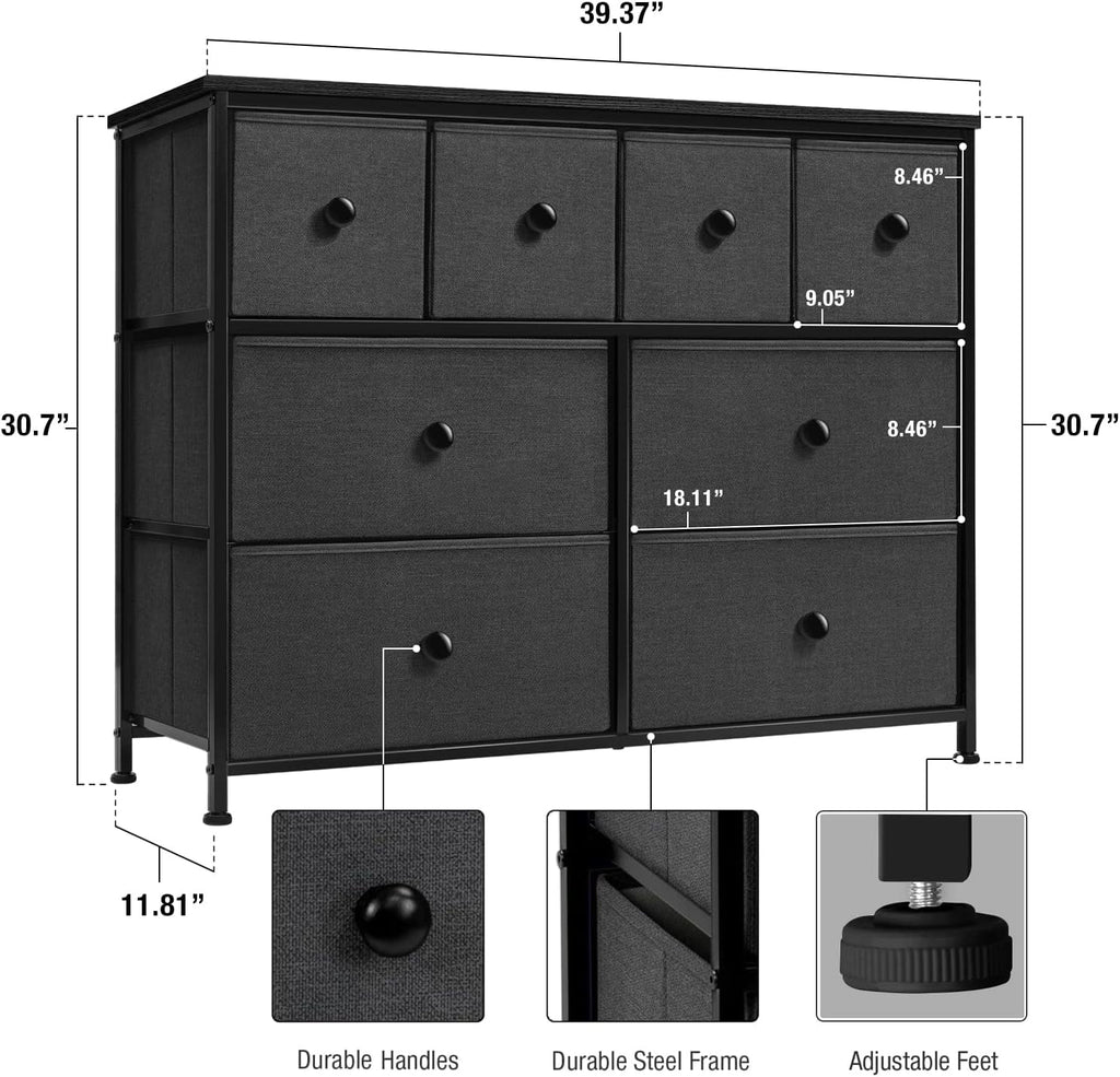 Black 8 Drawer Fabric Storage Dresser E58951