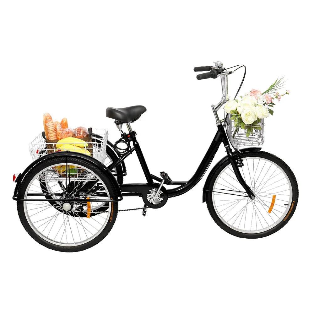 24-Inch Wheel Black Adult Tricycle Q663