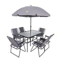 8 Piece Patio Dining Set with Umbrella and 6 Folding Chairs I154