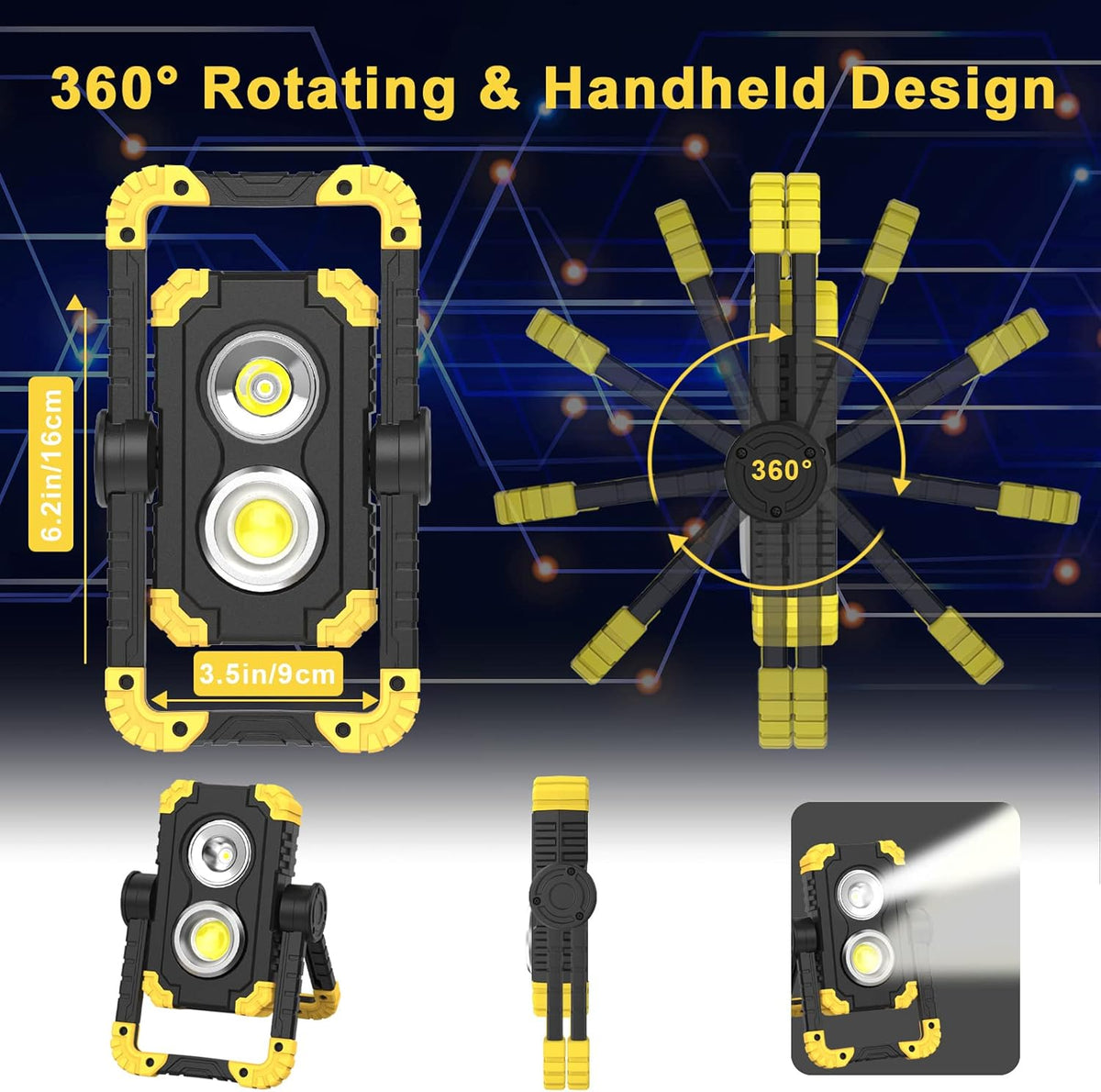 3000 Lumen 30W Rechargeable Cob & XPG LED Work Light J4951