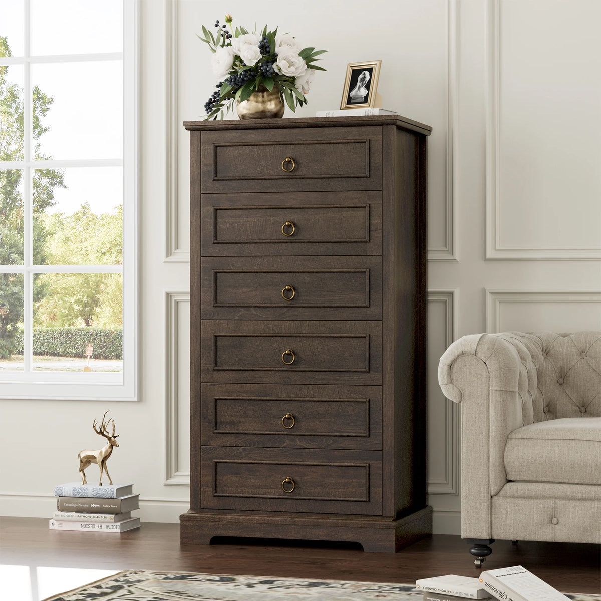 White 6 Drawer Wood Dresser I270