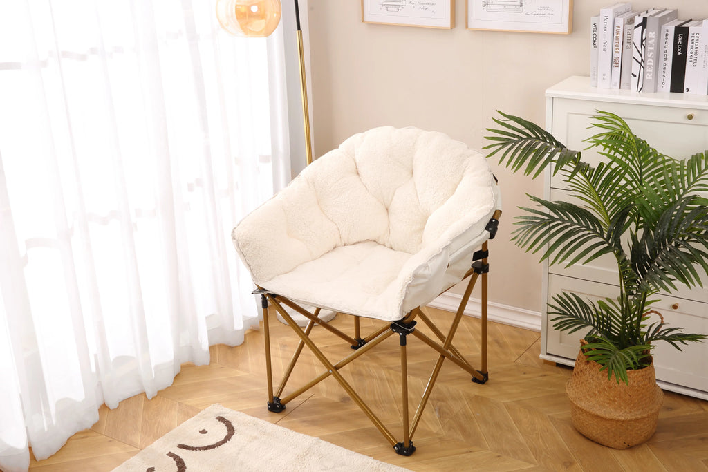 Soft Faux Fur Oversized Folding Saucer Chair X32571