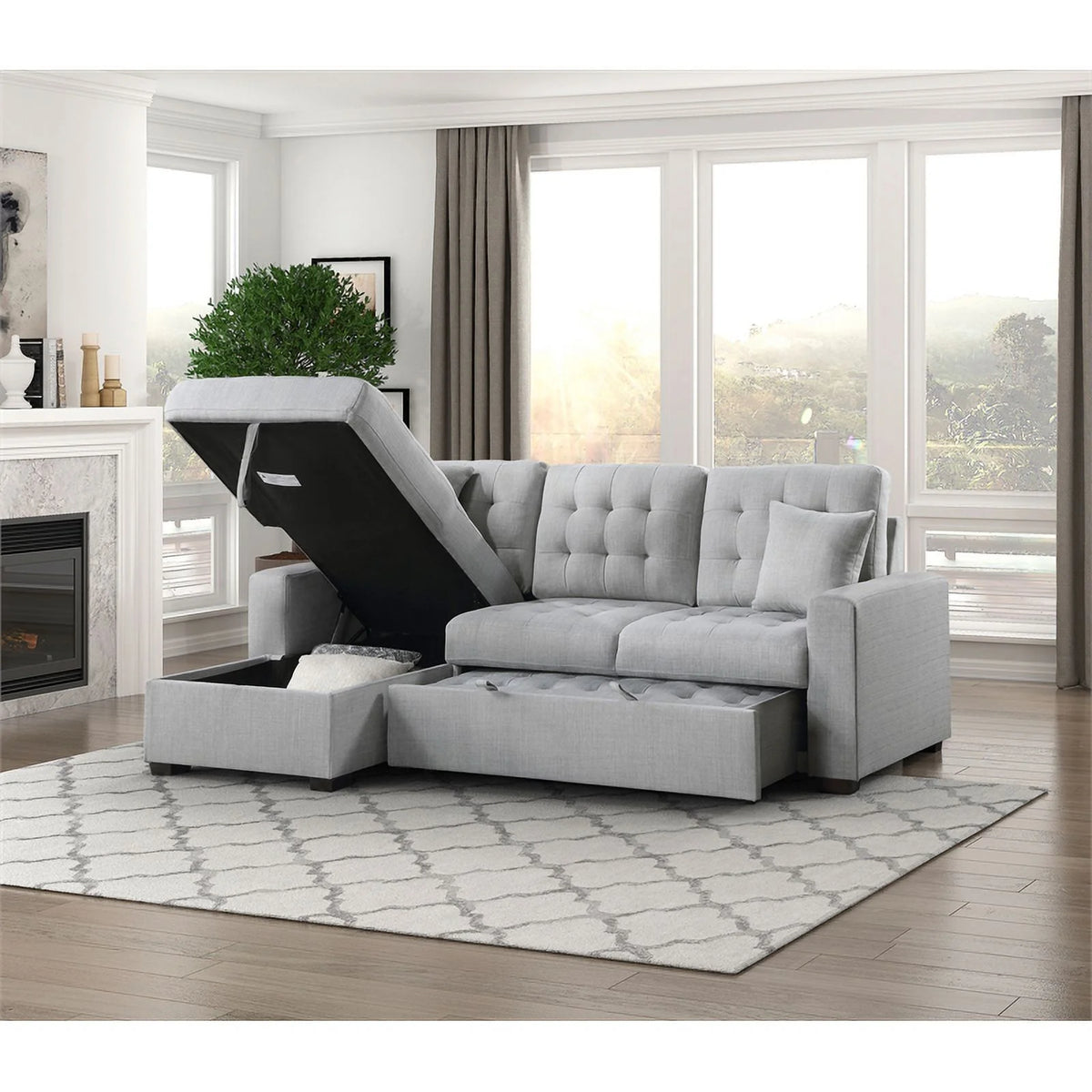 Gray 2-Piece Fabric Sectional & Left Chaise A1000