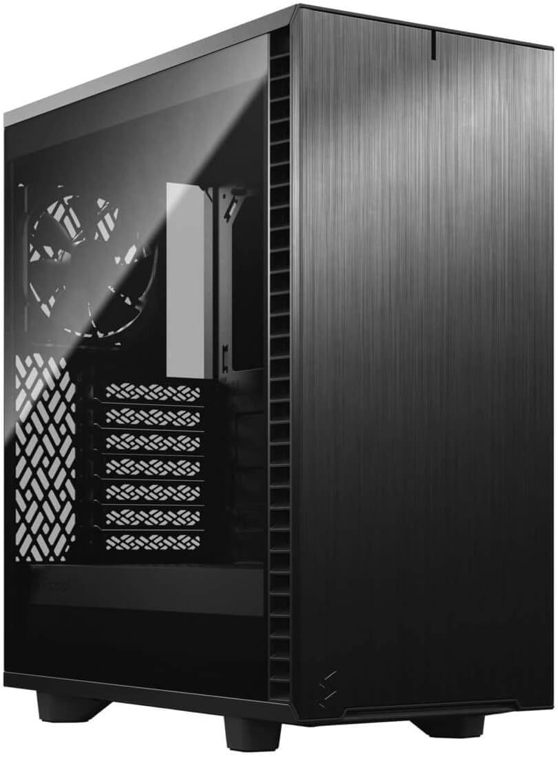 Black Brushed Aluminum Steel ATX Mid Tower Computer Case L6014