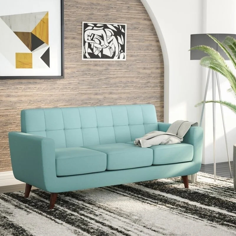 Linen Upholstered Tufted Mid-century Sofa Q59179