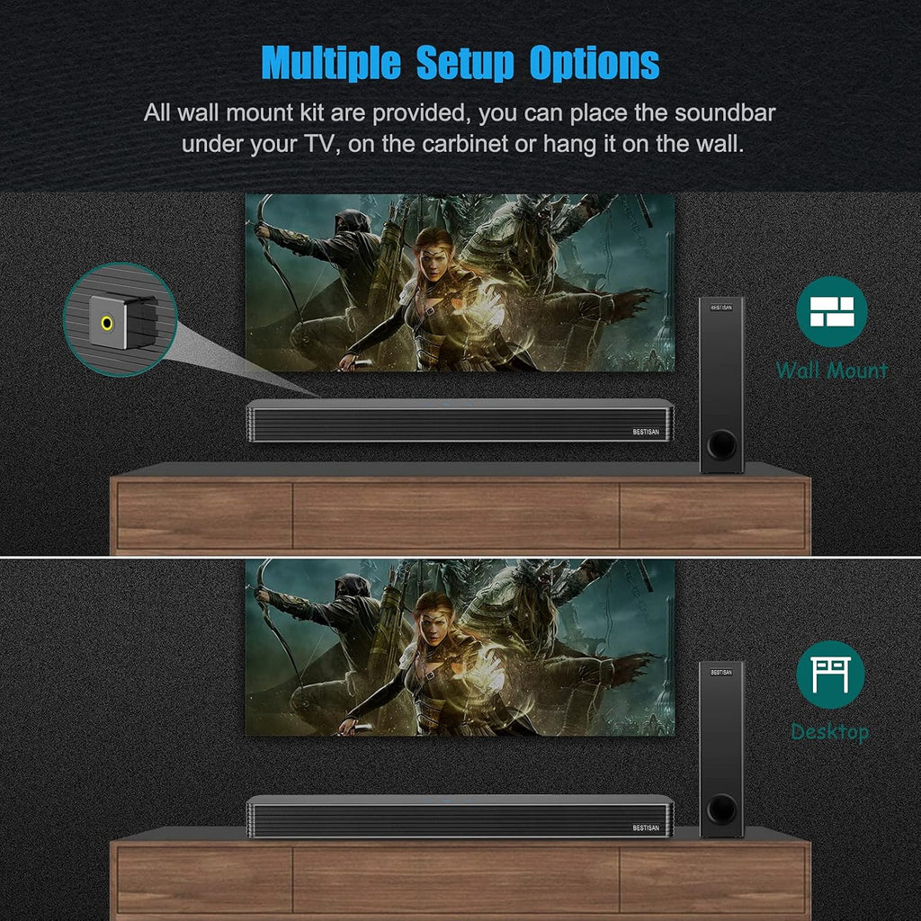 150W Wired & Wireless Bluetooth Sound Bar with Subwoofer T29492