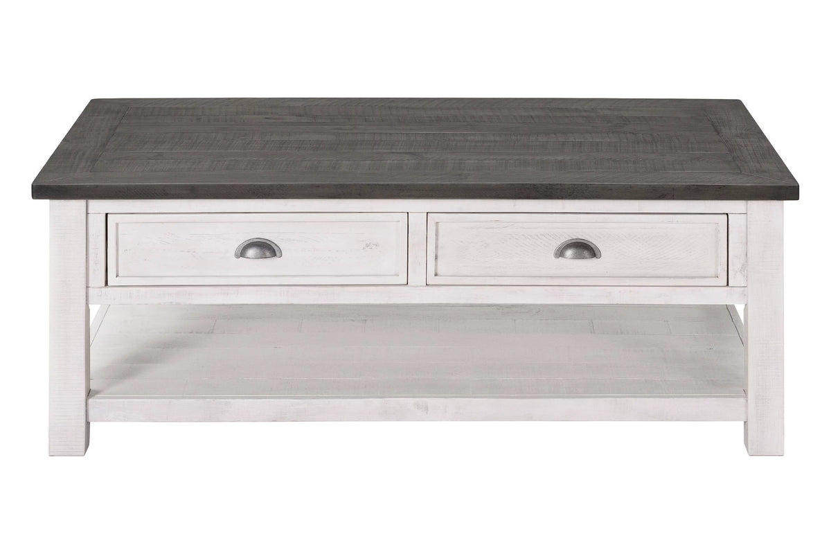 Solid Wood 2 Drawer Coffee Table White and Gray M1949