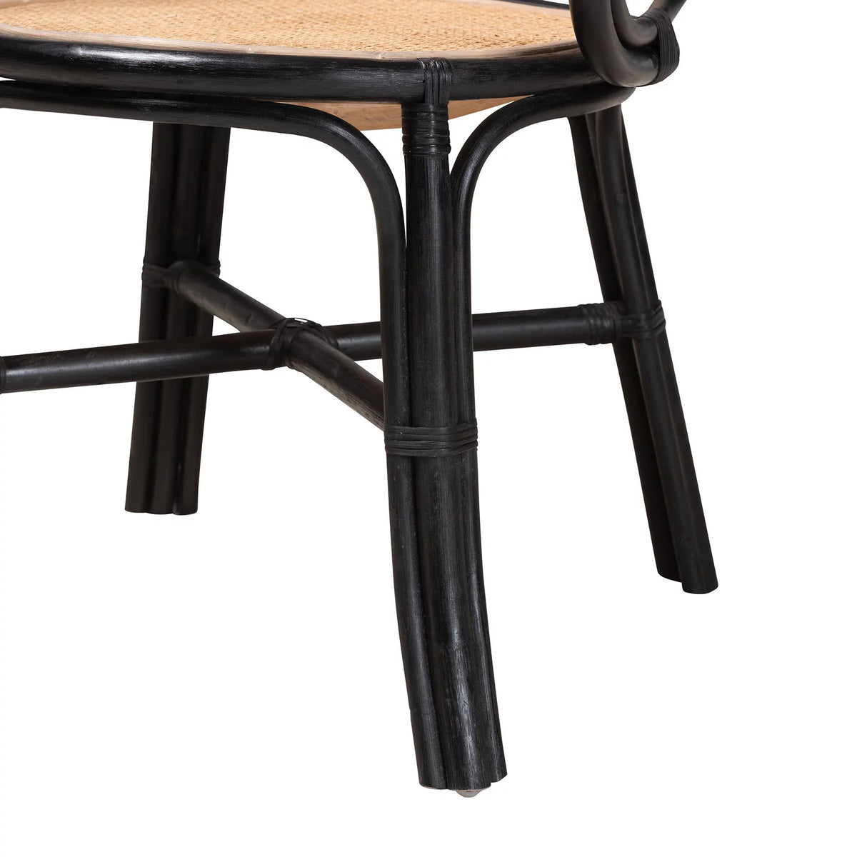 Black and Natural Brown Rattan Dining Chair E387563