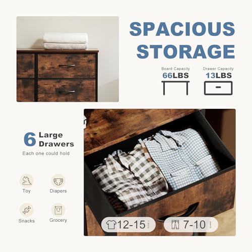 Brown TV Stand with 6 Fabric Drawers T381690