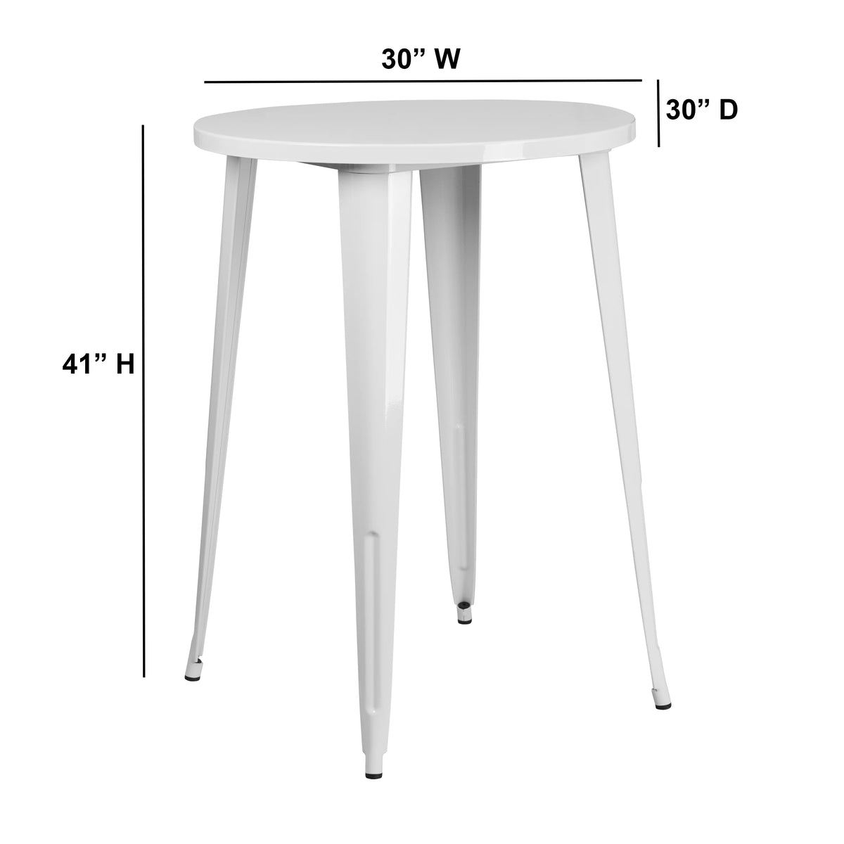 30" Round White Metal Bar Height Table Y4015