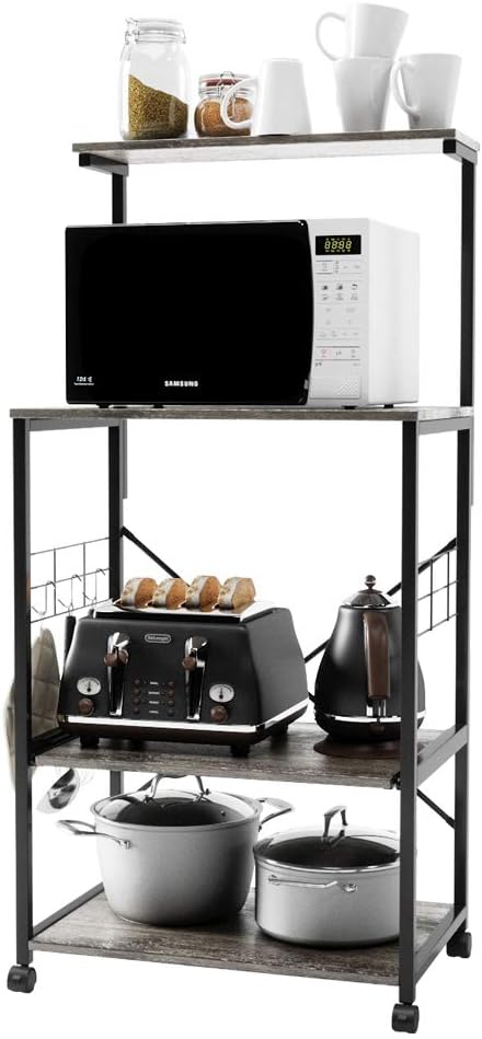 4 Tier Kitchen Baker's Rack with Side Hooks N6809
