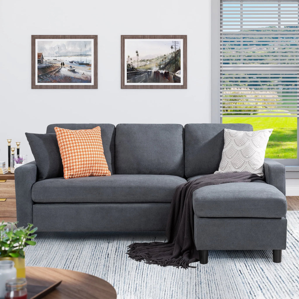 L-Shaped Sofa with Linen Fabric H415747