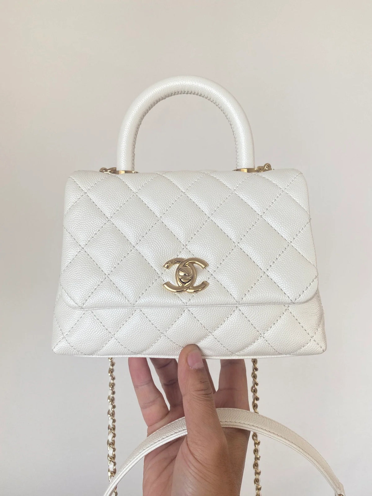 Mini Flap Bag Top Handle White R72563