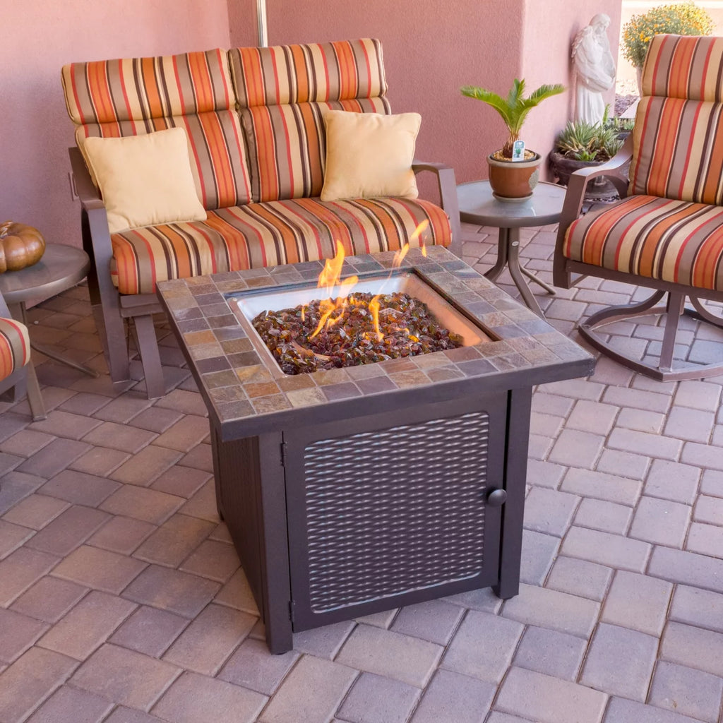 30 Inch Square Slate Tile Top Propane Fire Pit M786