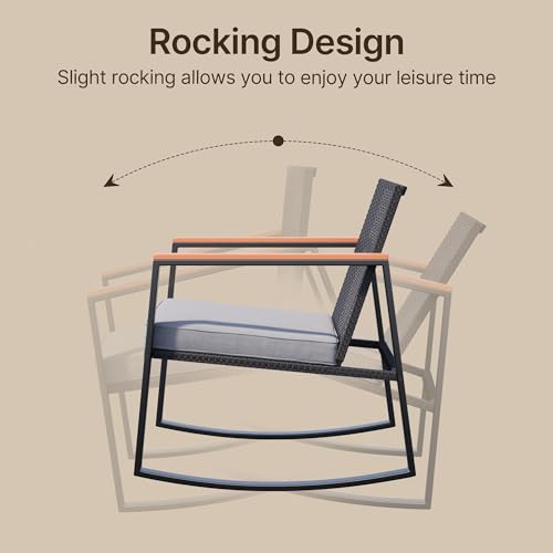 3 Pieces Wicker Patio Bistro Set with Glass Table and Cushion C25685