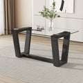 63" Rectangular Tempered Glass Dining Table with Black MDF Legs H632