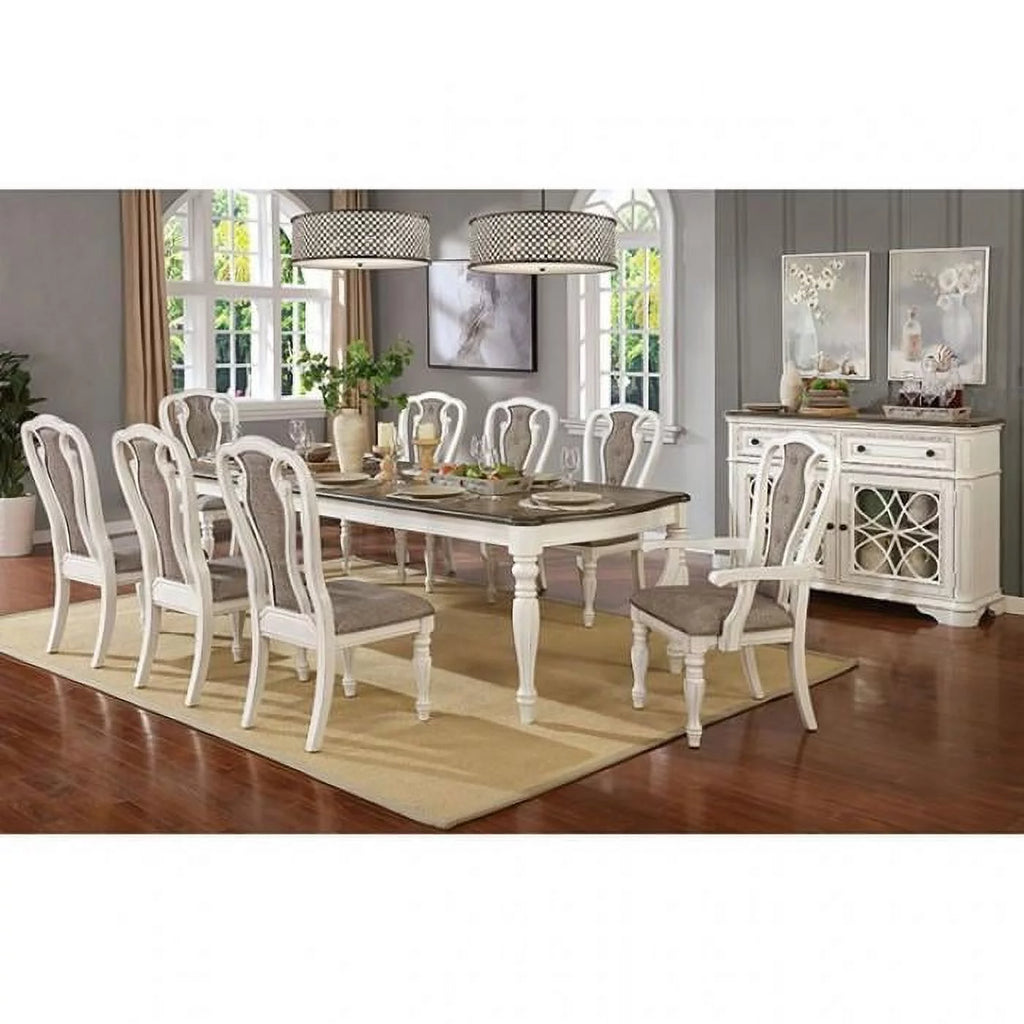 White Wash & Walnut 7pcs Dining Room Set C529