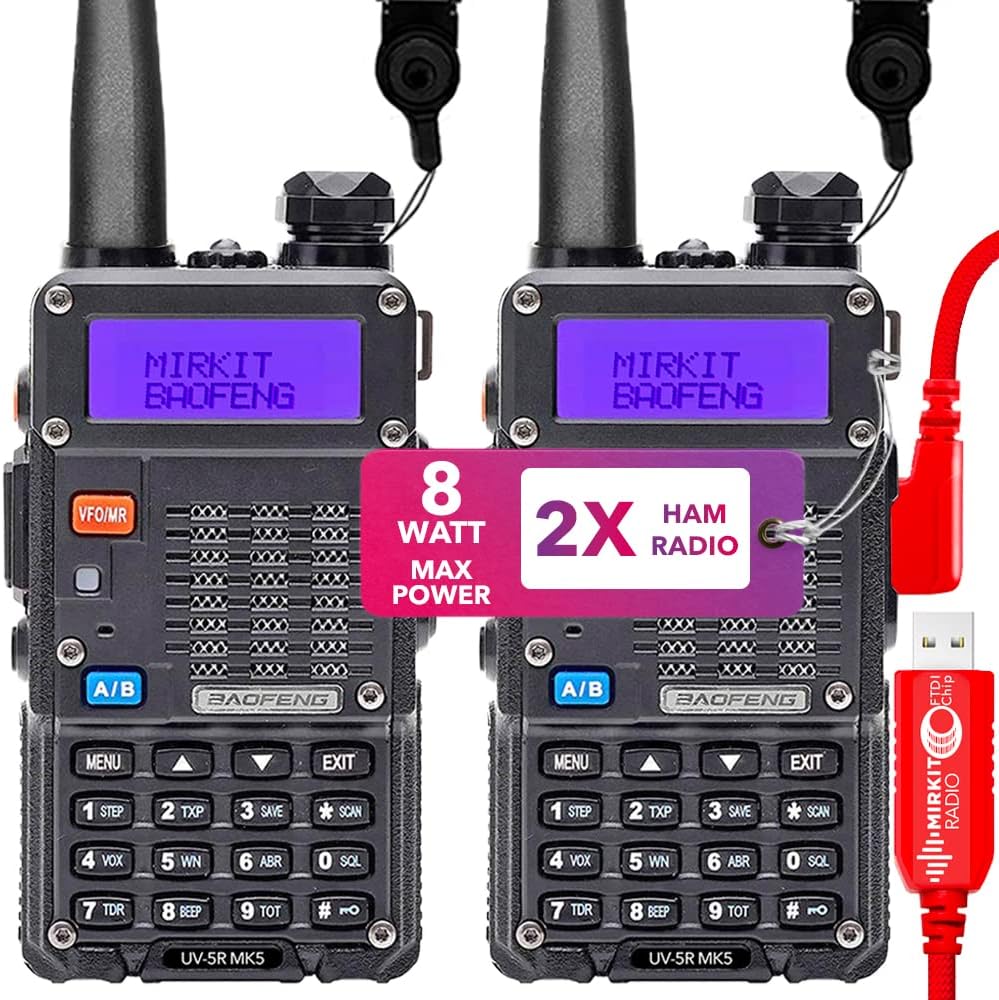 2X 8 Watt Max Power Ham Radios with 1800 mAh Li-ion Battery and Programming Cable I878