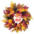 24" Fall Wreath with Pumpkins, Maple Leaves & Timer LED Lights W71762