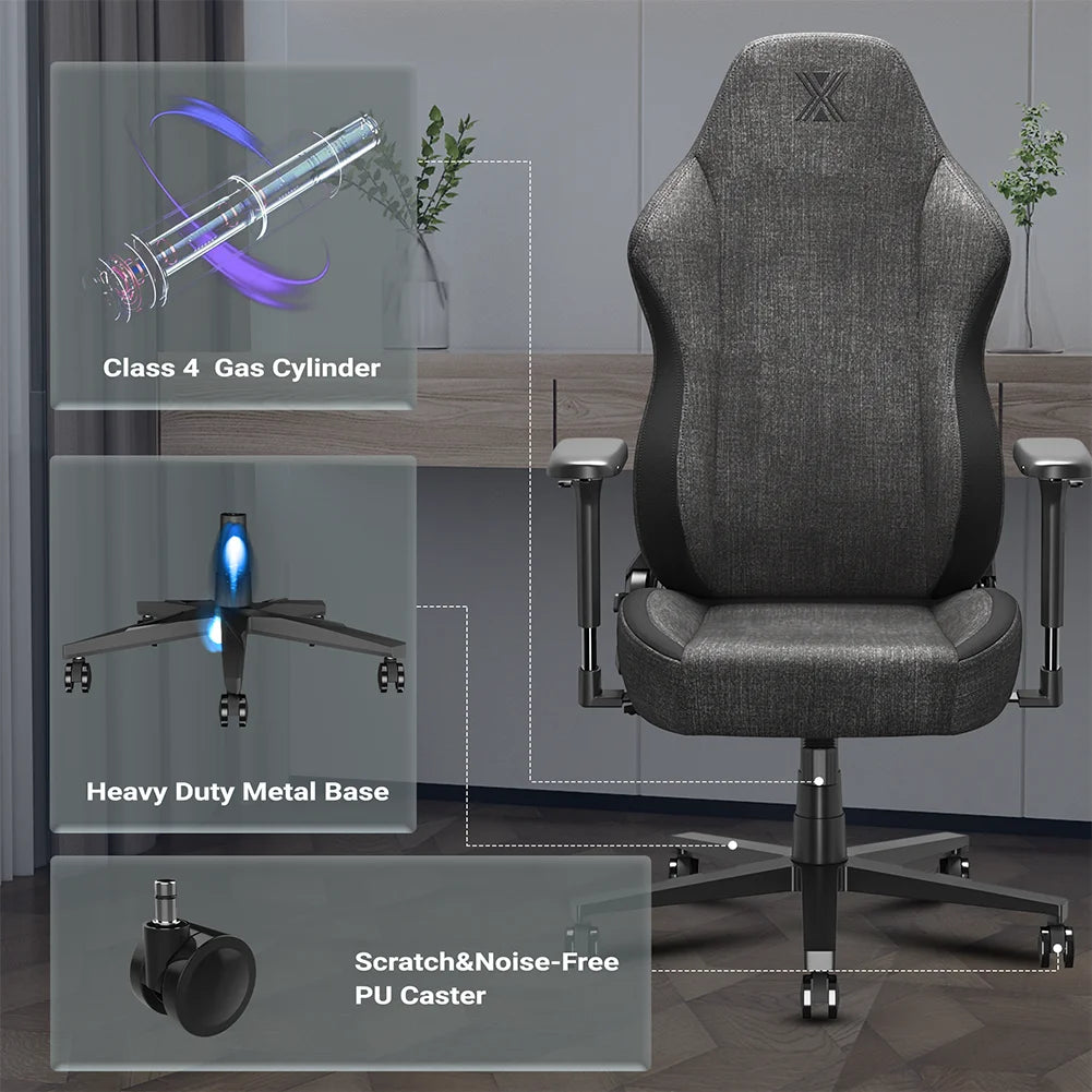 Black Fabric Ergonomic Gaming Chair with Lumbar Support P660