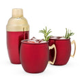Red Moscow Mule Mug and Cocktail Shaker Set O891
