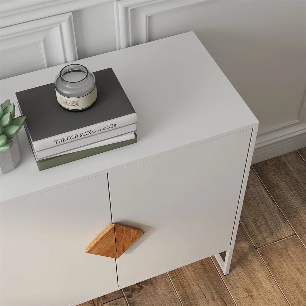White Modern 4 Door Storage Sideboard Cabinet U3295
