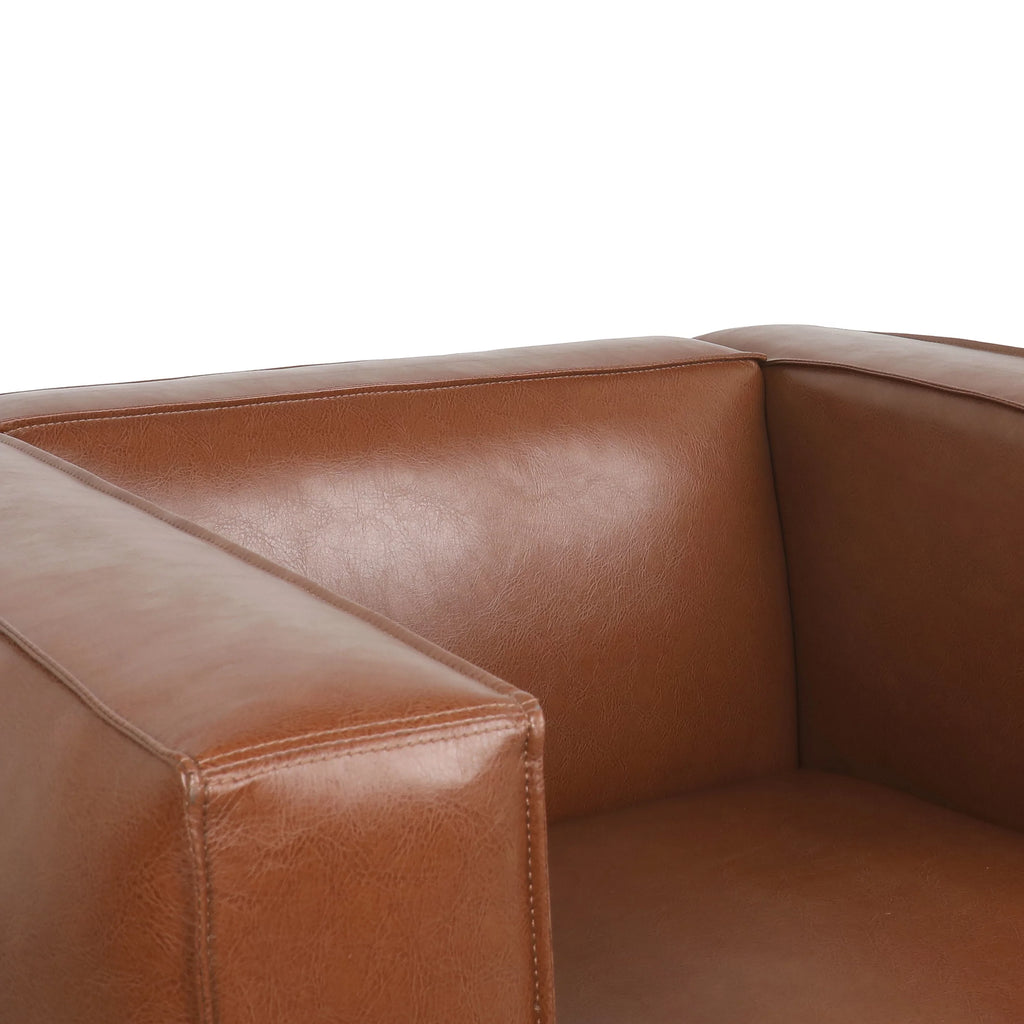 Cognac Brown and Dark Walnut Faux Leather 3 Piece Sofa Set N66197