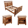 Solid Sheesham Wood Queen Bed with 2 Nightstands C453291