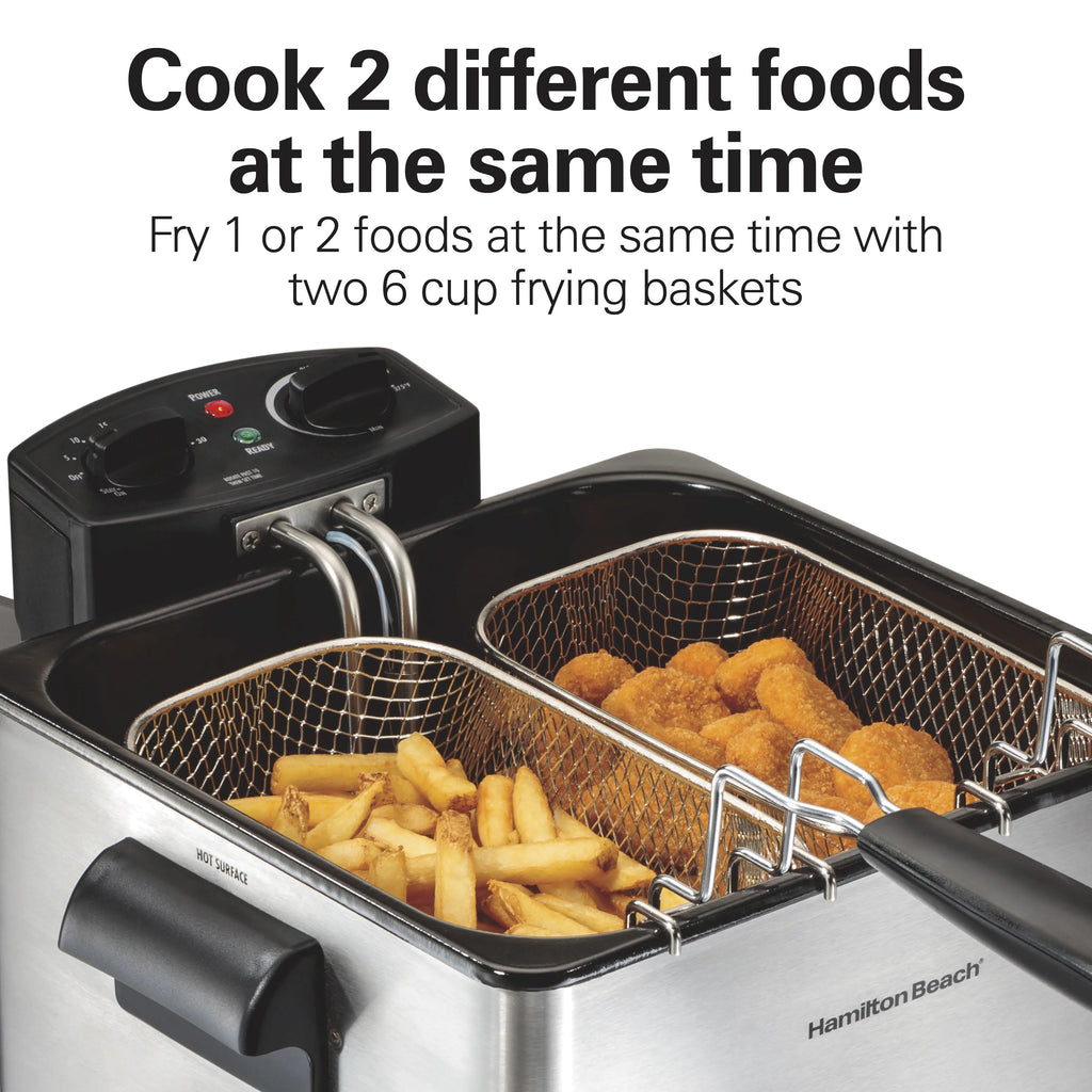 Stainless Steel Deep Fryer with 2 Frying Baskets W690