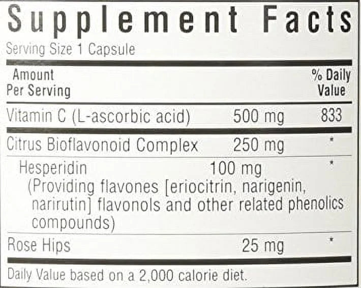 Vitamin C 500 mg Plus Rose Hips 180 Vcaps Q958703