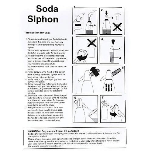 1 Liter Aluminium Soda Siphon with 20 Pack 8 Gram Co2 Cartridges A327