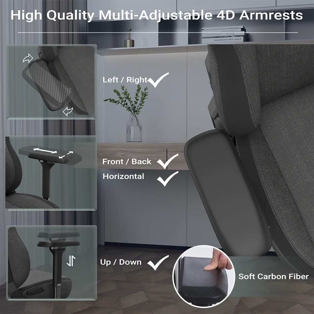 Black Fabric Ergonomic Gaming Chair with Lumbar Support P660