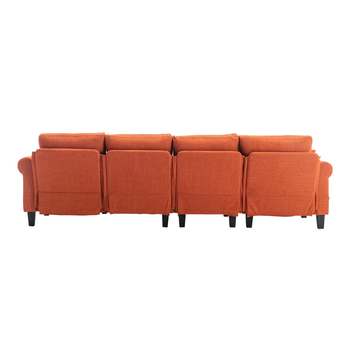 U Shape Convertible Sectional Sofa Set Linen Fabric with Reversible Ottoman Q911