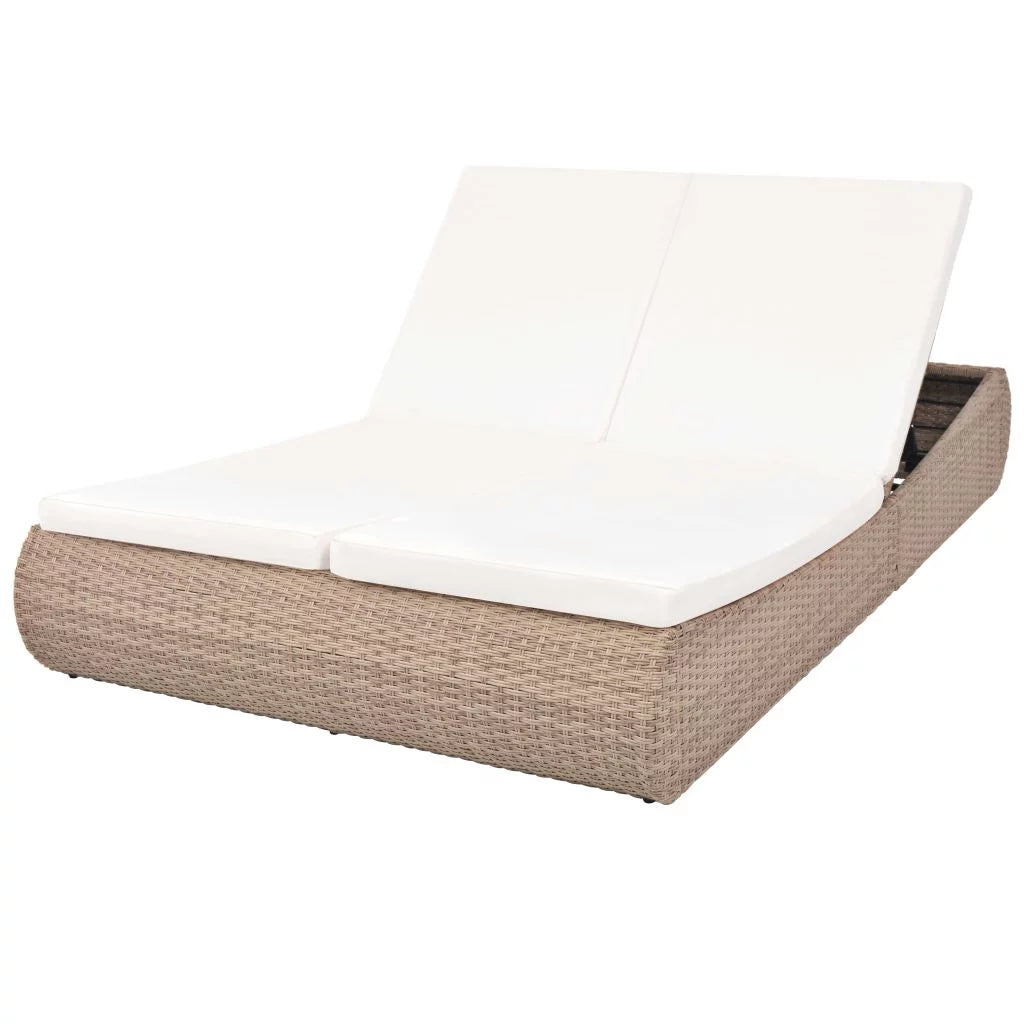 Poly Rattan Outdoor Bed Beige F563