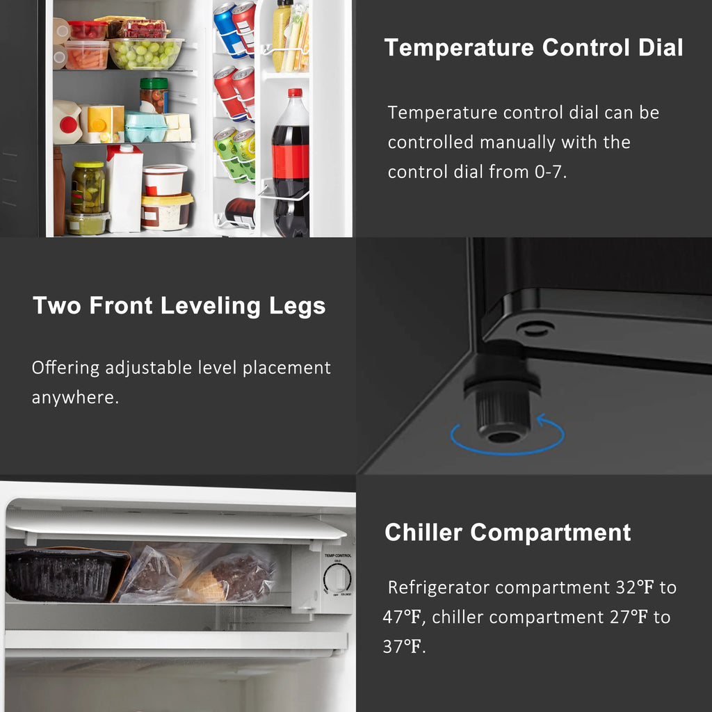 3.3 Cu ft Single Door Mini Fridge, Black Y730