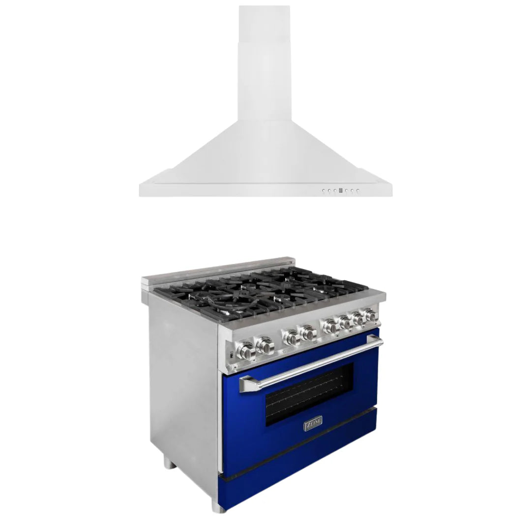 36 in. Dual Fuel Range with Range Hood Appliance Package Q295